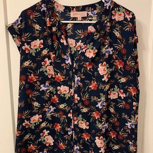 Philosophy Navy Floral Cap Sleeve Blouse, size M! MOVING SALE!!